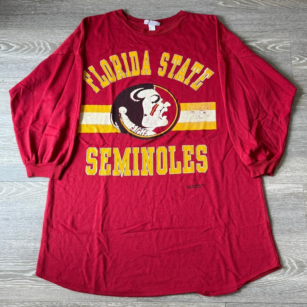 Vintage 90s Florida State Seminoles FSU Sweatshirt‎ Dress Red One Size